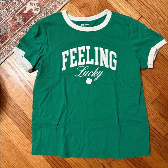 Old Navy Tops - Old Navy Green Tee with White Ringer Trim